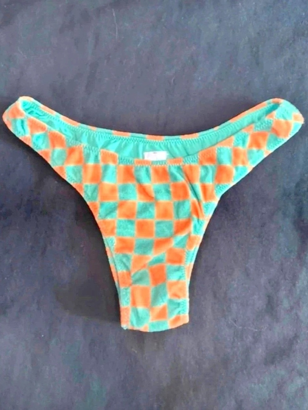 With Jean Micro Bikini Bottom Green & Orange Medium